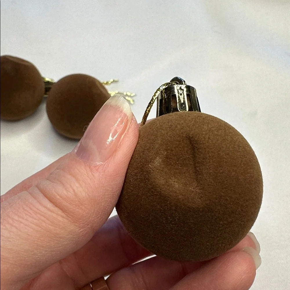 Set of Fall Colored Velvet Christmas Ornaments